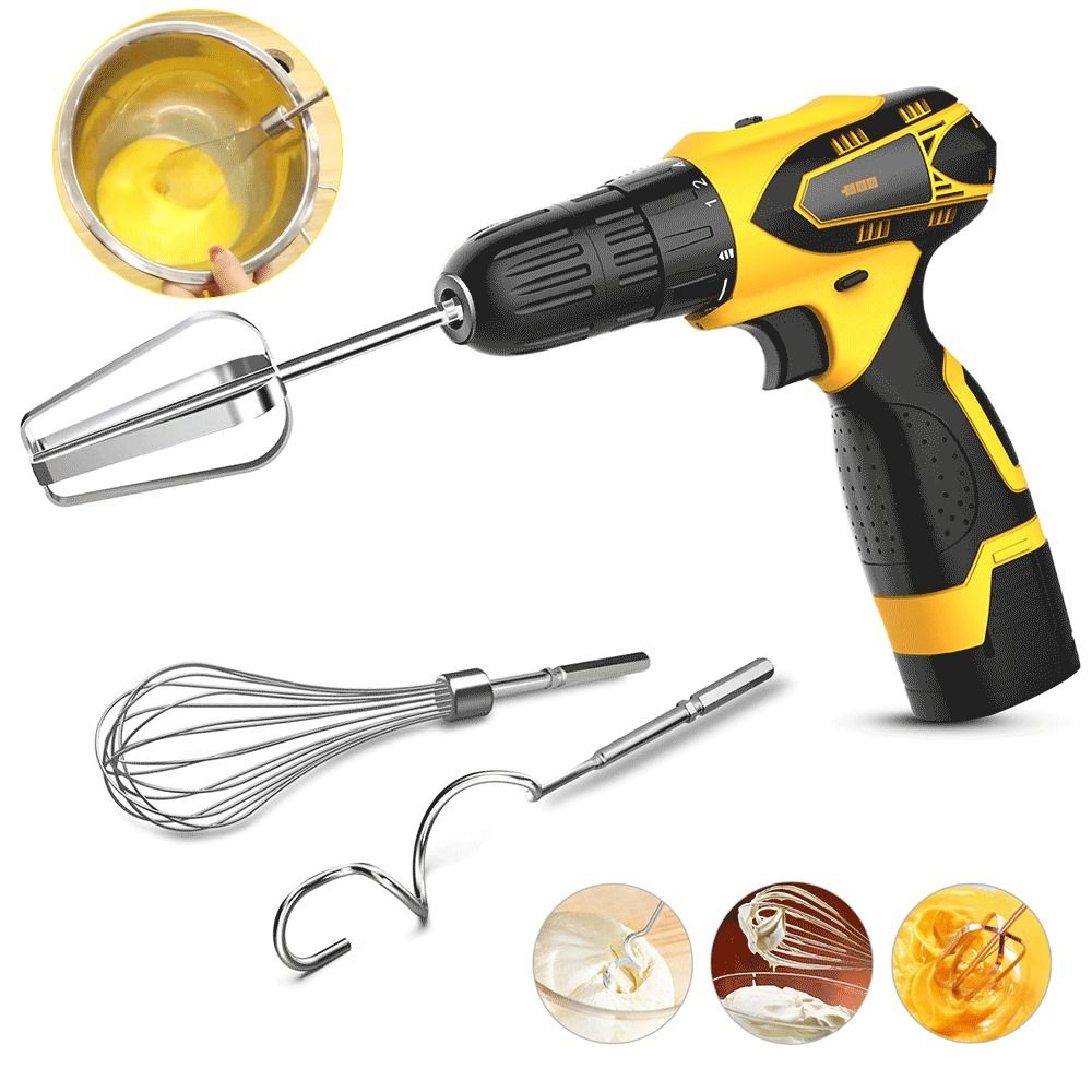 Hand Mixer Electric - Edelstahl-Eiermixer mit austauschbaren Multifunktionsaufsätzen, langlebiges Zubehör