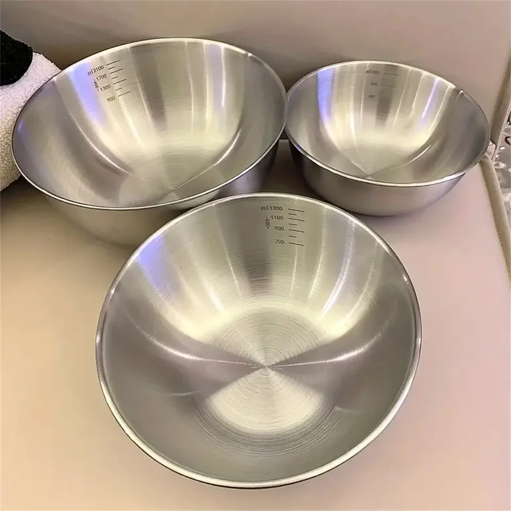 Stand Mixer Bowl - 1-3 Edelstahl-Schüssel-Set mit Skala zum Kochen,